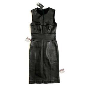 Narciso Rodriguez  Lambskin Leather Pencil Bodycon Midi Dress SZ 40 EU NWT